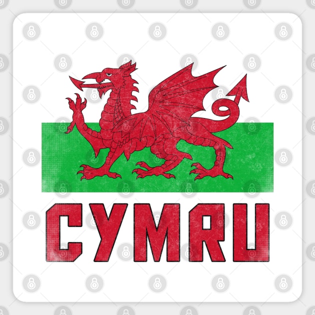 Wales / Cymru Vintage Faded Flag Design Magnet by DankFutura